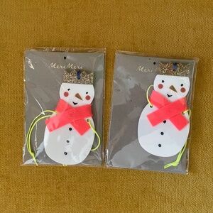 Set of 2 Vintage Meri Meri Snowman Ornaments